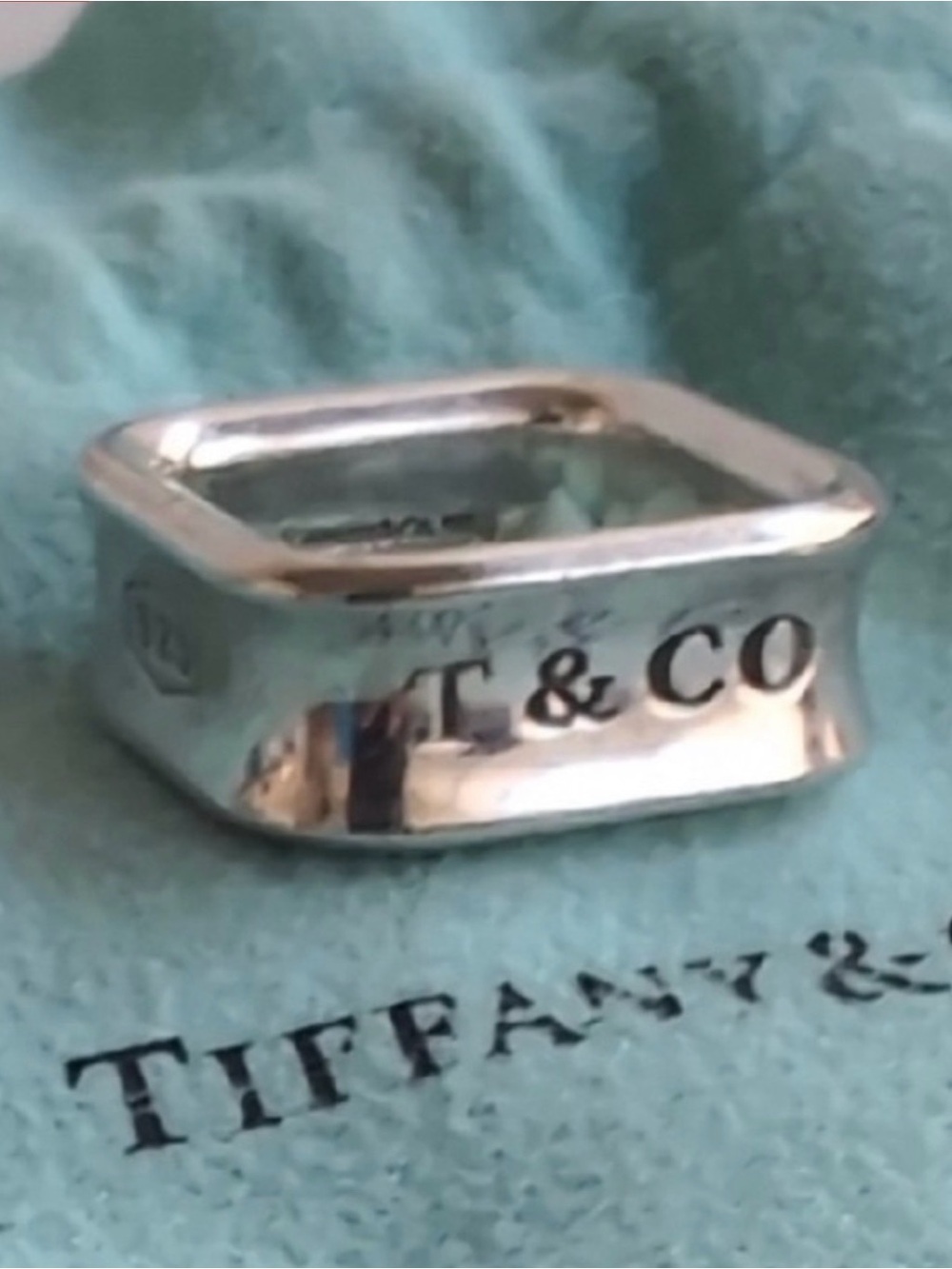 Authentic Tiffany & Co.1837 Sterling Silver Unique Square Ring.